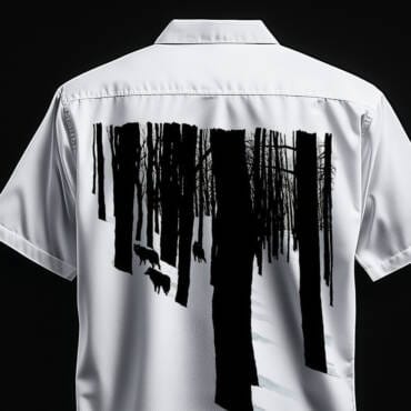 White Kloch Tiger Printed Shirt with bold branding and forest wolf back print – premium streetwear fashion.