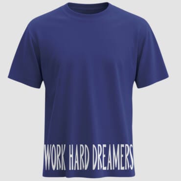 Royal blue unisex t-shirt with “WORK HARD DREAMERS” typography along the hemline – Kloch.in regular fit tee