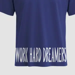 Royal blue unisex t-shirt with “WORK HARD DREAMERS” typography along the hemline – Kloch.in regular fit tee