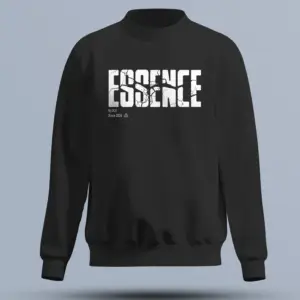Black Unisex Sweatshirt with White ESSENCE Cracked Typography – Kloch Streetwear 2024