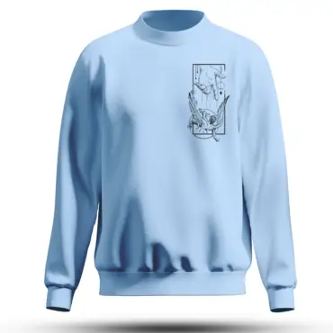 Baby Blue Unisex Sweatshirt with Angel & Divine Hand Line Art – Kloch Streetwear India