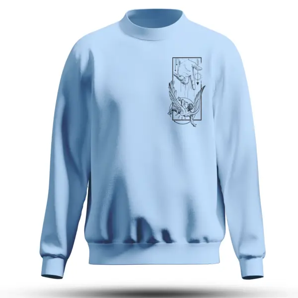 Baby Blue Unisex Sweatshirt with Angel & Divine Hand Line Art – Kloch Streetwear India