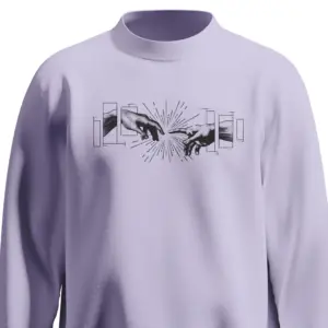 Lavender Cotton Sweatshirt Featuring Digital Abstract Hands Art – Kloch Unisex Streetwear
