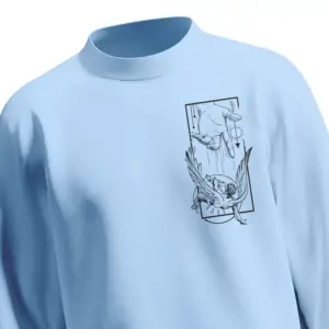 Baby Blue Unisex Sweatshirt with Angel & Divine Hand Line Art – Kloch Streetwear India