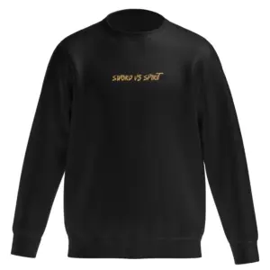 Black “Sword vs Spirit” Sweatshirt – Minimal Front Print from Hari Hara VeeraMallu Official Merchandise