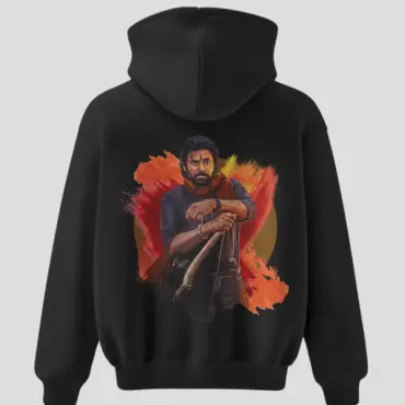 Pawan Kalyan Artwork on Black Hoodie – Official VeeraMallu Movie Merchandise by Kloch