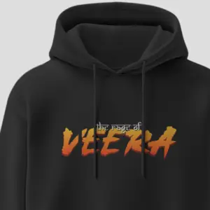 Black Hoodie with “The Face of VEERA” Text – Hari Hara VeeraMallu Official Merchandise