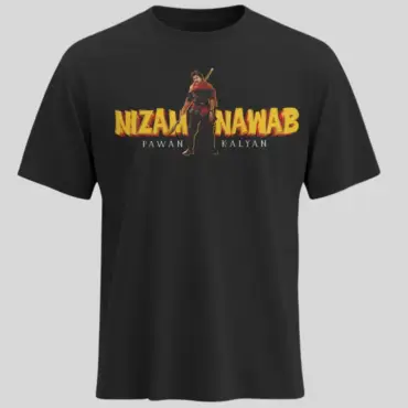 Black Nizam Nawab T-Shirt featuring Pawan Kalyan from Hari Hara Veera Mallu – Official Kloch Merchandise