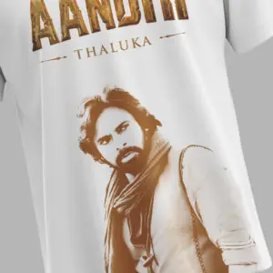 AANDHI THALUKA White T-Shirt – Official Hari Hara VeeraMallu Merchandise Featuring Pawan Kalyan by Kloch