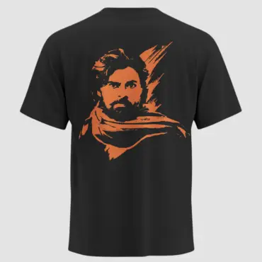 Back and Front View of Official Hari Hara VeeraMallu Battle For Dharma Unisex T-Shirt featuring Pawan Kalyan Graphic
