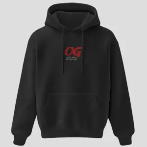 OG Ojas Gambheera Black Unisex Hoodie with red OG logo and “Death Quota Confirm Anta” quote.