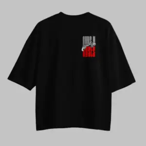 OG Oversized Black T-Shirt with Guns N Roses typography in red and white.