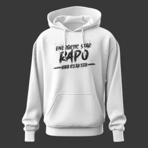 White Andhra King Taluka Unisex Hoodie inspired by Ram Pothineni – Energetic Star RAPO graphic – 300 GSM Cotton