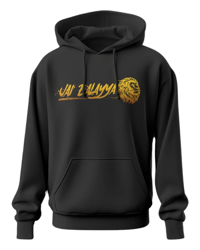 Black Jai Balayya Tribute Hoodie with Golden Lion Design – 300 GSM Unisex Regular Fit