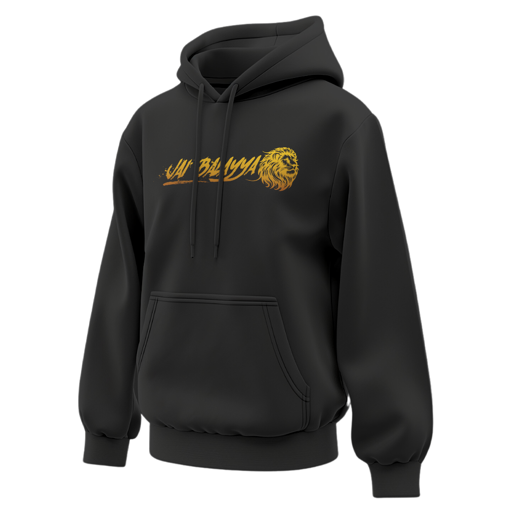 Black Jai Balayya Tribute Hoodie with Golden Lion Design – 300 GSM Unisex Regular Fit