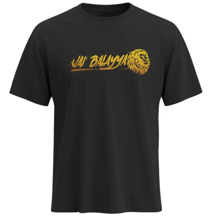 Black Jai Balayya Tribute T-Shirt with Golden Lion Graphic – 100% Cotton Unisex Regular Fit