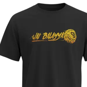Black Jai Balayya Tribute T-Shirt with Golden Lion Graphic – 100% Cotton Unisex Regular Fit