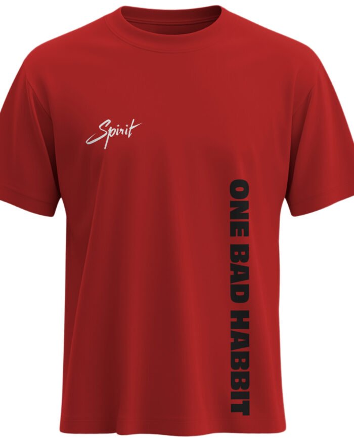 Red One Bad Habit T-Shirt inspired by Spirit movie featuring Rebel Star Prabhas – Unisex Regular Fit 180 GSM Cotton Tee by KLOCH.