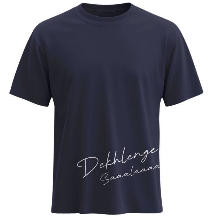 Navy Blue Dheklenge Saala T-Shirt inspired by Ustaad Bhagat Singh movie – Unisex Regular Fit 180 GSM Cotton Tee by KLOCH.