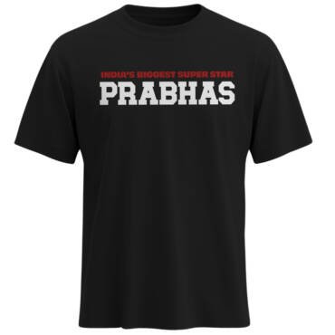 Black Rebel Star Prabhas Tribute T-Shirt with front “India’s Biggest Superstar” text and back “Rebel Won’t Anthey” graphic – Unisex Regular Fit Cotton Tee by KLOCH.