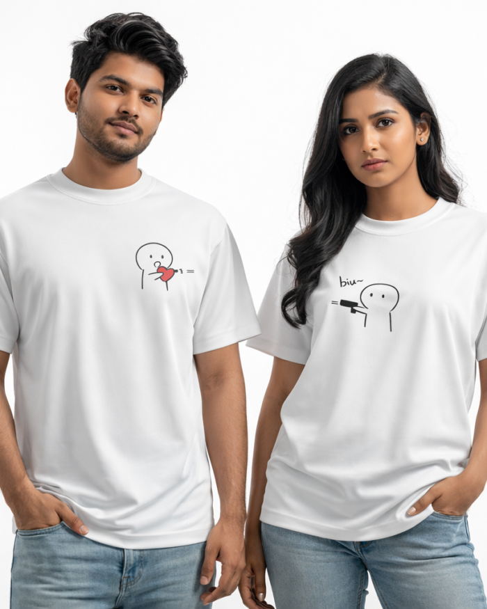 Cute Heart Exchange - Valentines Day Couple T-Shirts