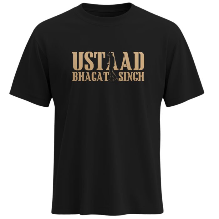 Ustaad Bhagat Singh Black Regular Fit Cotton T Shirt 180 GSM Fanwear
